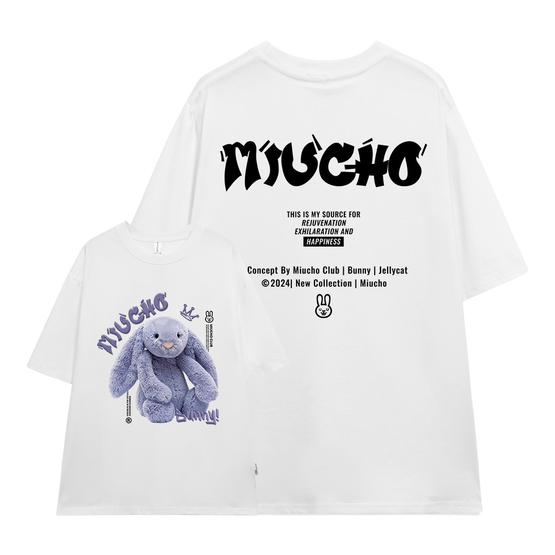 Áo thun thỏ Bunny form rộng local brand ATD1256 Miucho tay ngắn cổ tròn in mix_thumbnail_0