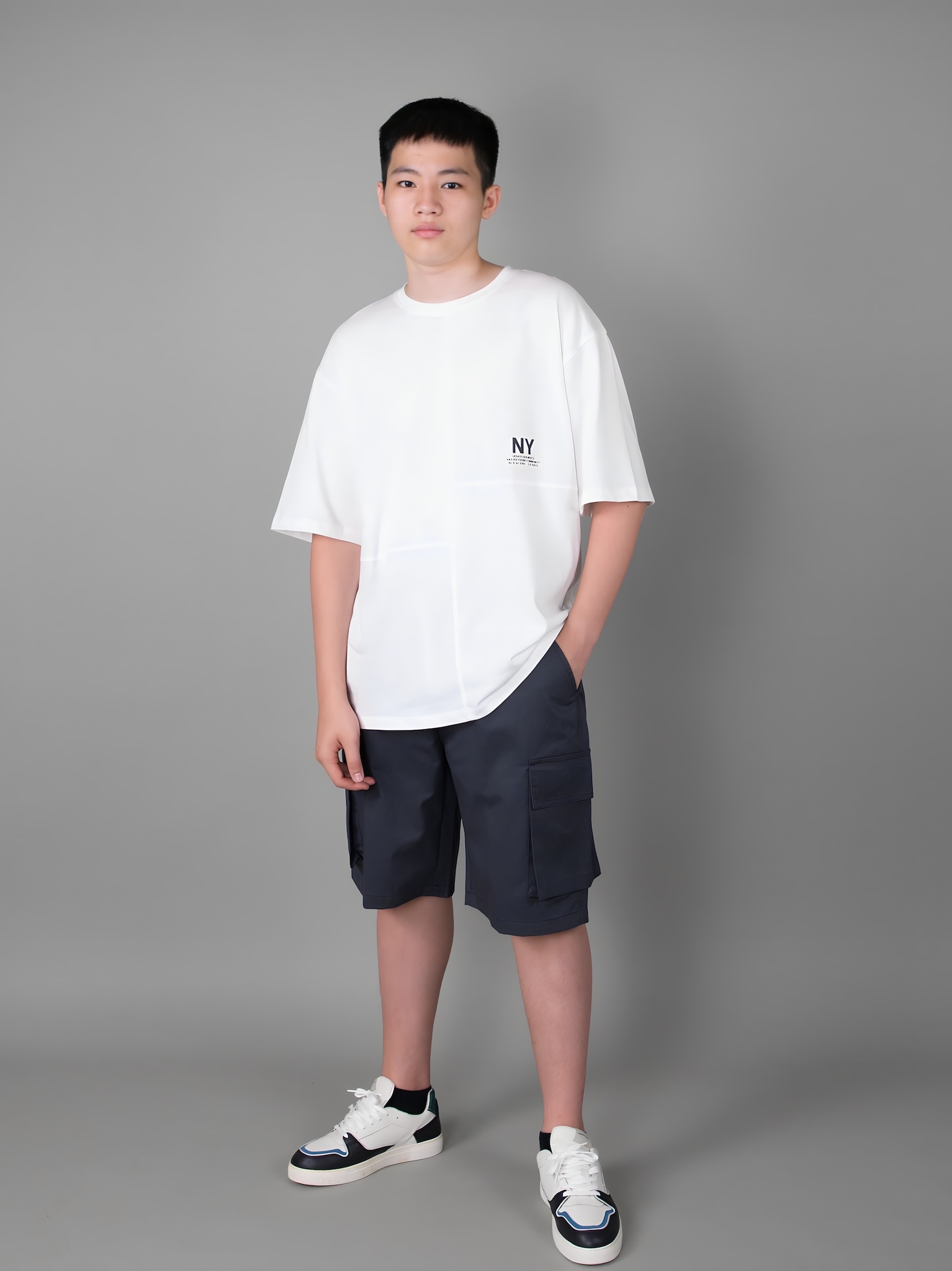 Quần short kaki màu xanh chì túi hộp_thumbnail_2