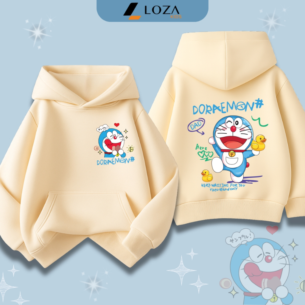 Áo nỉ hoodie bé trai in hình Doraemon - Loza Kids HN3391