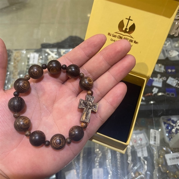 Vòng Mân Côi trầm sánh chìm 14mm hạt tròn