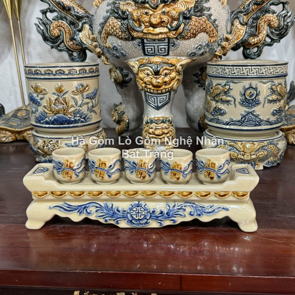 Đồ Thờ Cúng Cao Cấp 80cm - 1m2 Men Hoàng Thổ Đắp Nổi Nghệ Nhân Bát Tràng Chế Tác_thumbnail_10