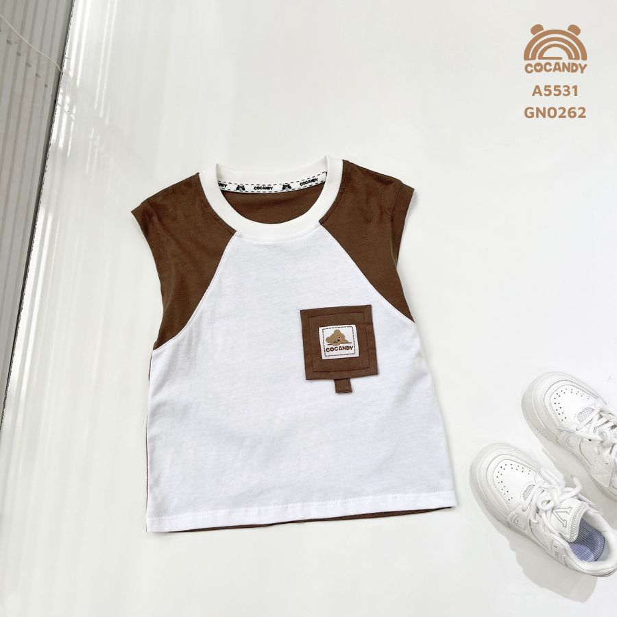 Áo sát nách TRẮNG phối NÂU túi ngực_thumbnail_1