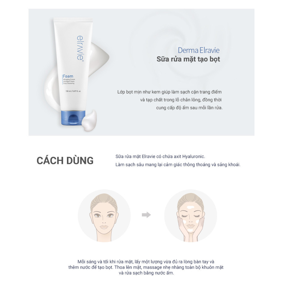 Sữa Rửa Mặt Elravie Deep Cleansing Perfect Foam Tạo Bọt Làm Sạch Sâu Dưỡng Ẩm Dịu Nhẹ 150ml_thumbnail_3