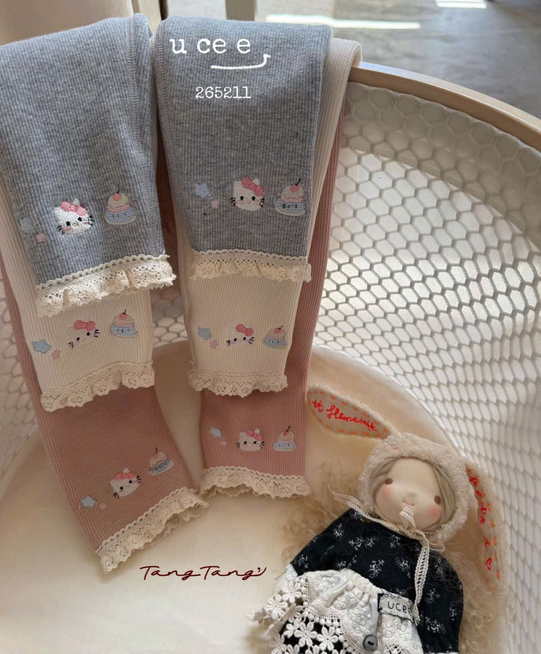 (Q195) Quần legging gấu ren màu hồng