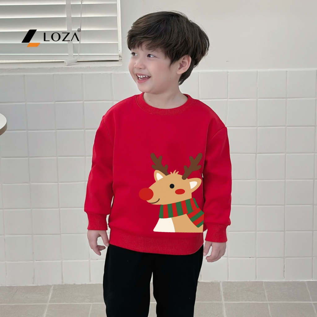 Áo nỉ sweater bé trai in hình người tuyết, ông già Noel - Loza Kids IN019_thumbnail_2