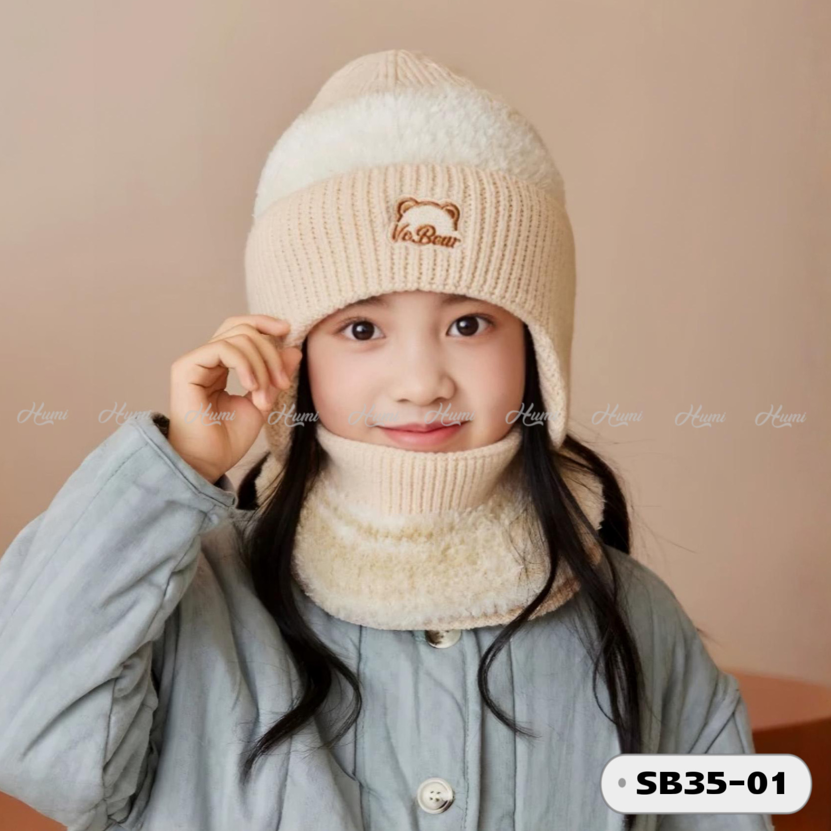 COMBO MŨ KHĂN TRẺ EM (SB35-01 Kem)