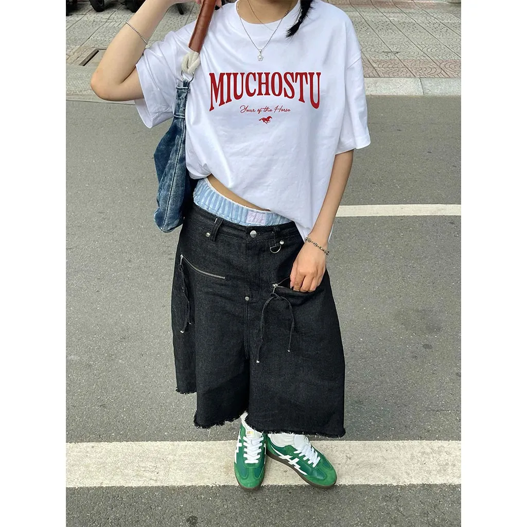 Áo thun boxy Miucho vải dày dặn thoáng mát chuẩn form chữ basic phối hình ngựa in mix 2895_thumbnail_3