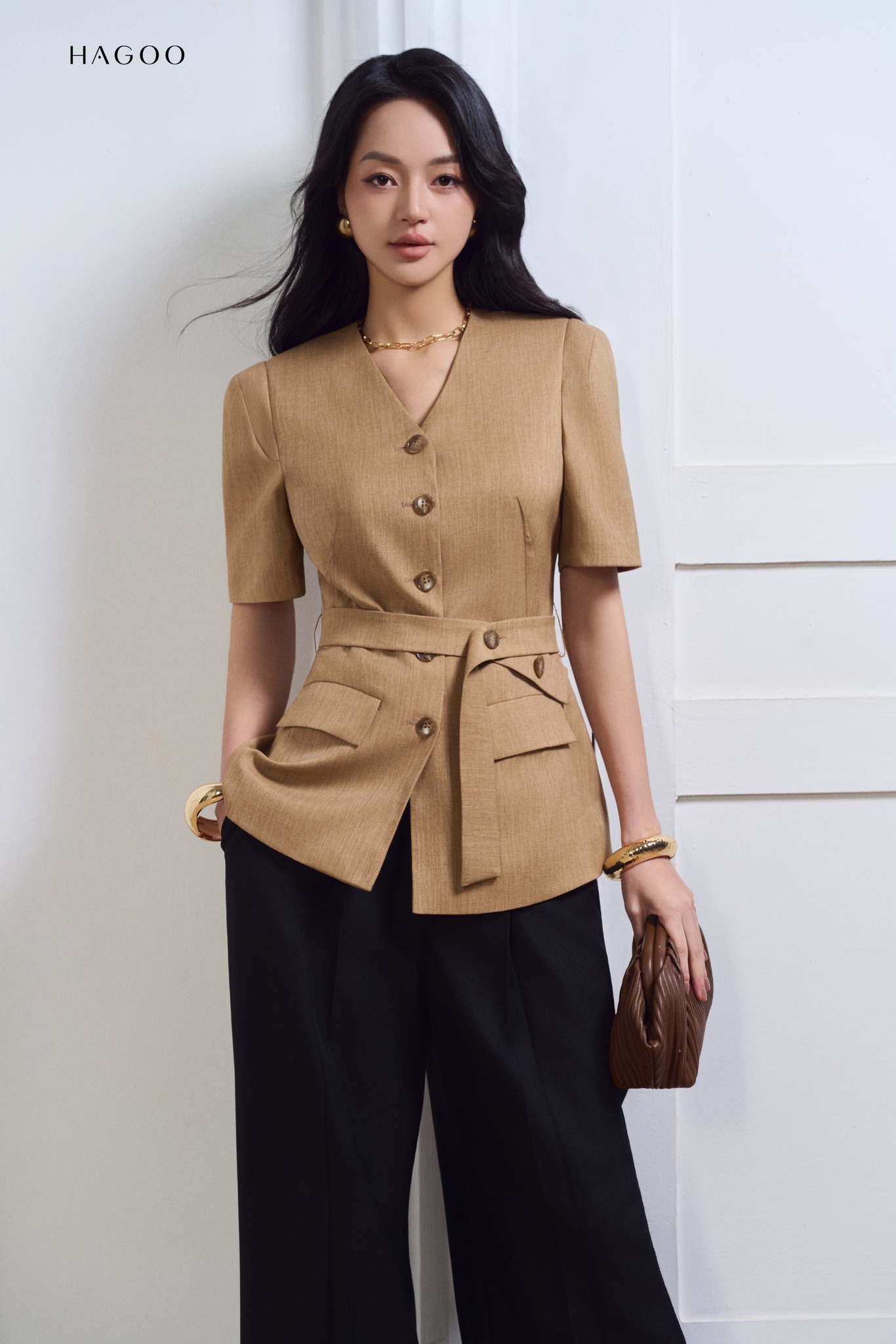 Áo ký giả tay vuông đai eo HAGOO_thumbnail_1