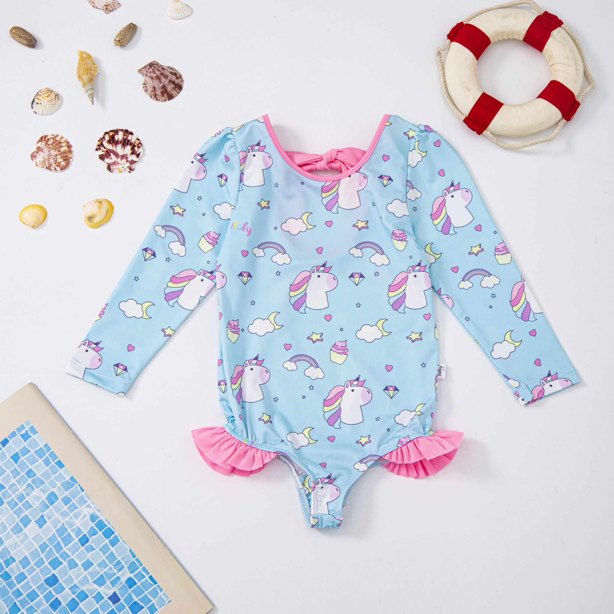 Bộ bơi liền bé gái cutout buộc nơ sau lưng_thumbnail_1