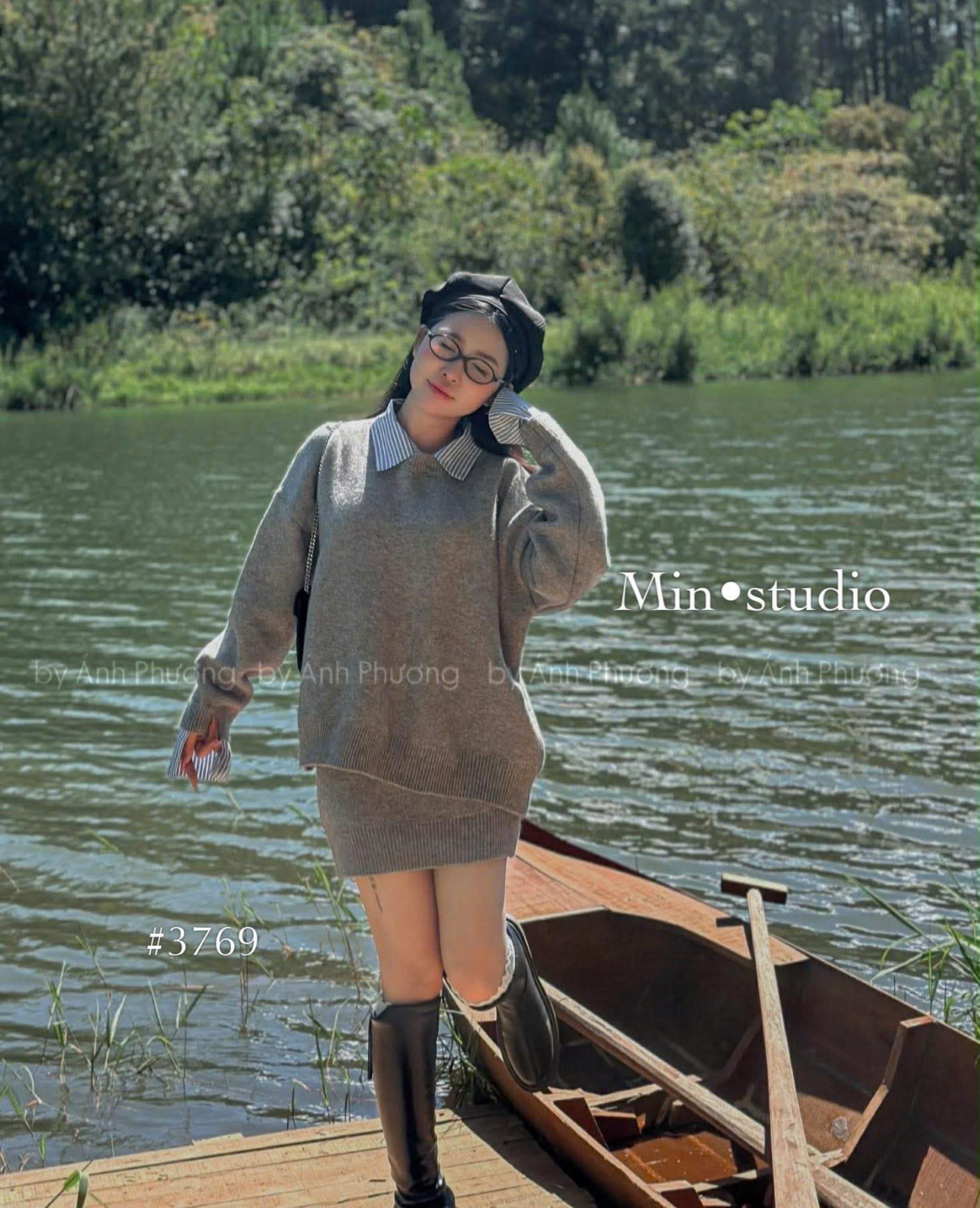 Set áo + chân váy ngắn len ( XÁM )_thumbnail_3