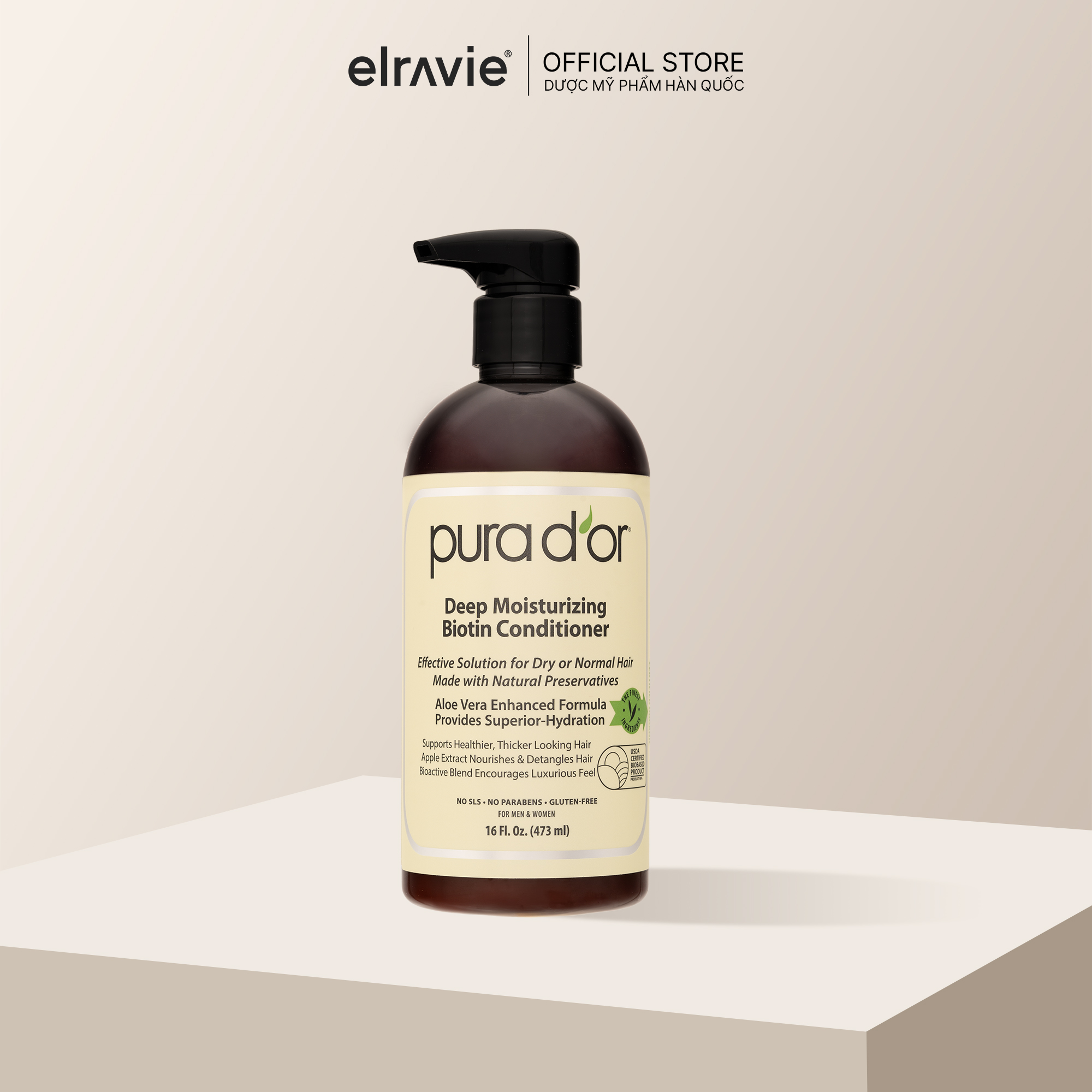 Dầu xả Biotin PURA D'OR giúp phục hồi và dưỡng ẩm chuyên sâu 473ml