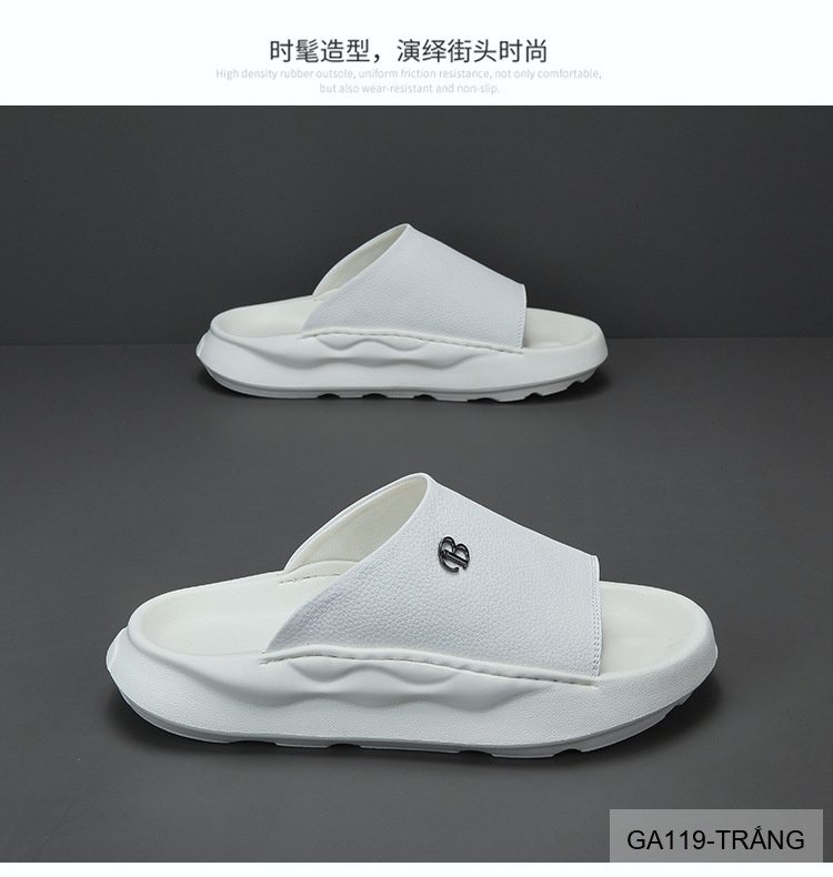 GA119 - Dép Kéo Nam Nữ Đế Dày Phong Cách Thời Trang, Chất Liệu Da Bò Mềm, Màu Trắng Đen_thumbnail_5