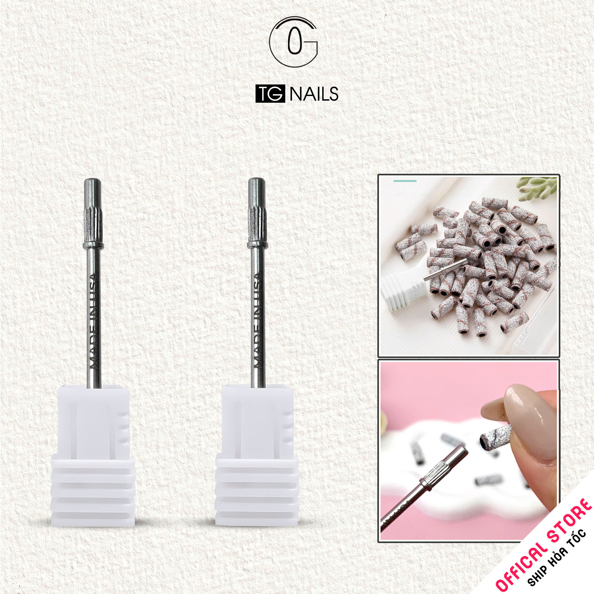 Bộ phận máy mài móng tay: Trục đầu mài, kt(4.4*1.2)cm(+-10%), nhãn hiệu TG.