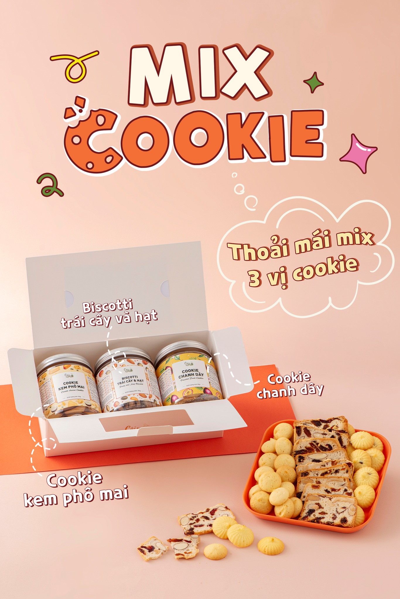 Hộp Set 3 Cookie tùy chọn