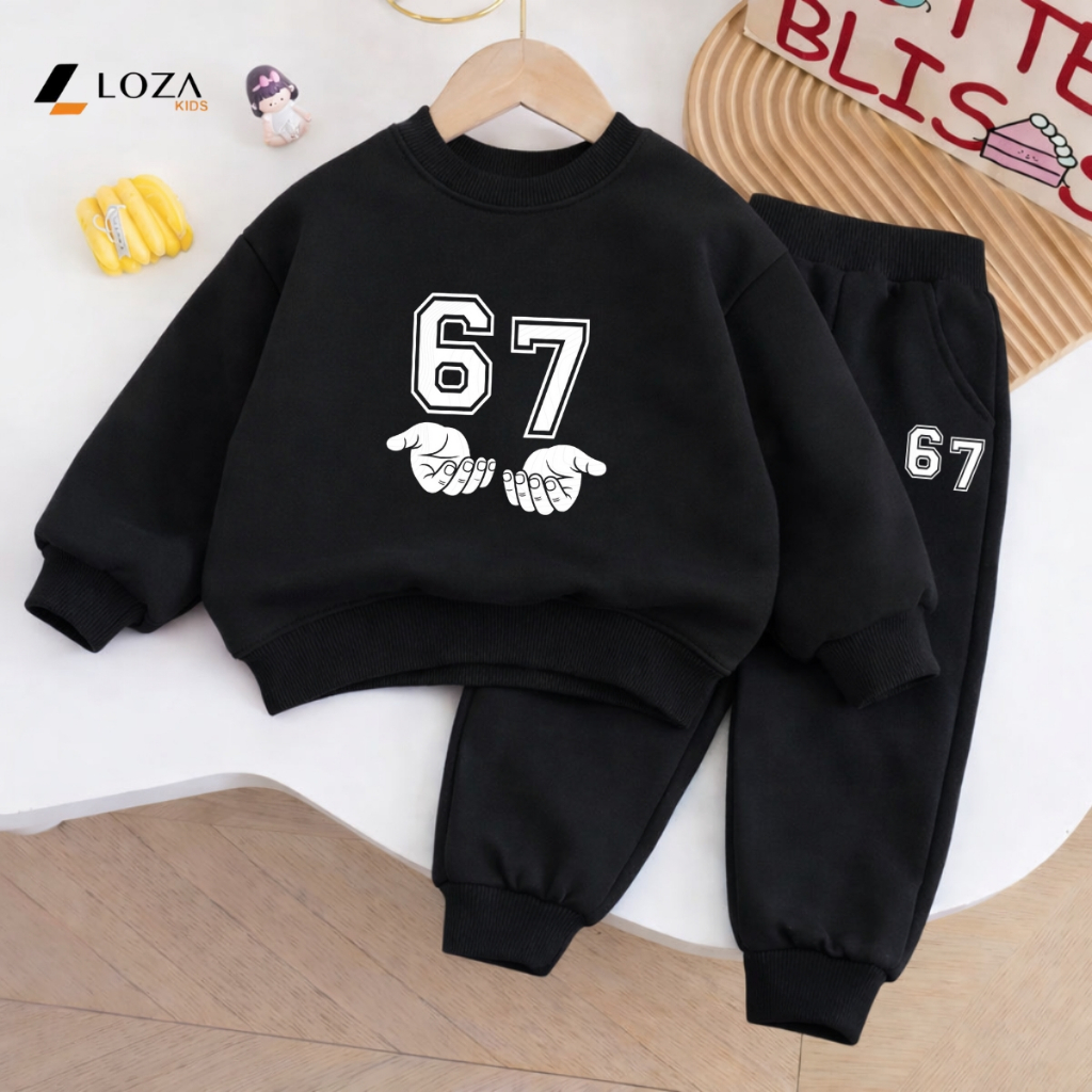 Bộ nỉ cho bé trai in số 67 - Six Seven - Loza Kids BI566_thumbnail_3