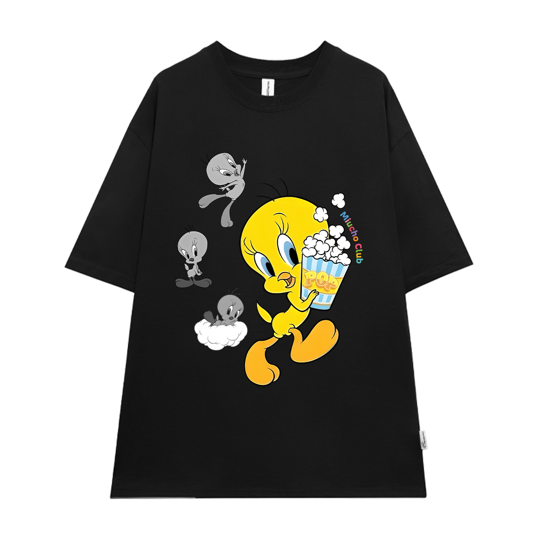 Áo thun nữ form rộng vịt vàng 2111 Miucho vải cotton 4c 220gsm cổ tròn in mix_thumbnail_9