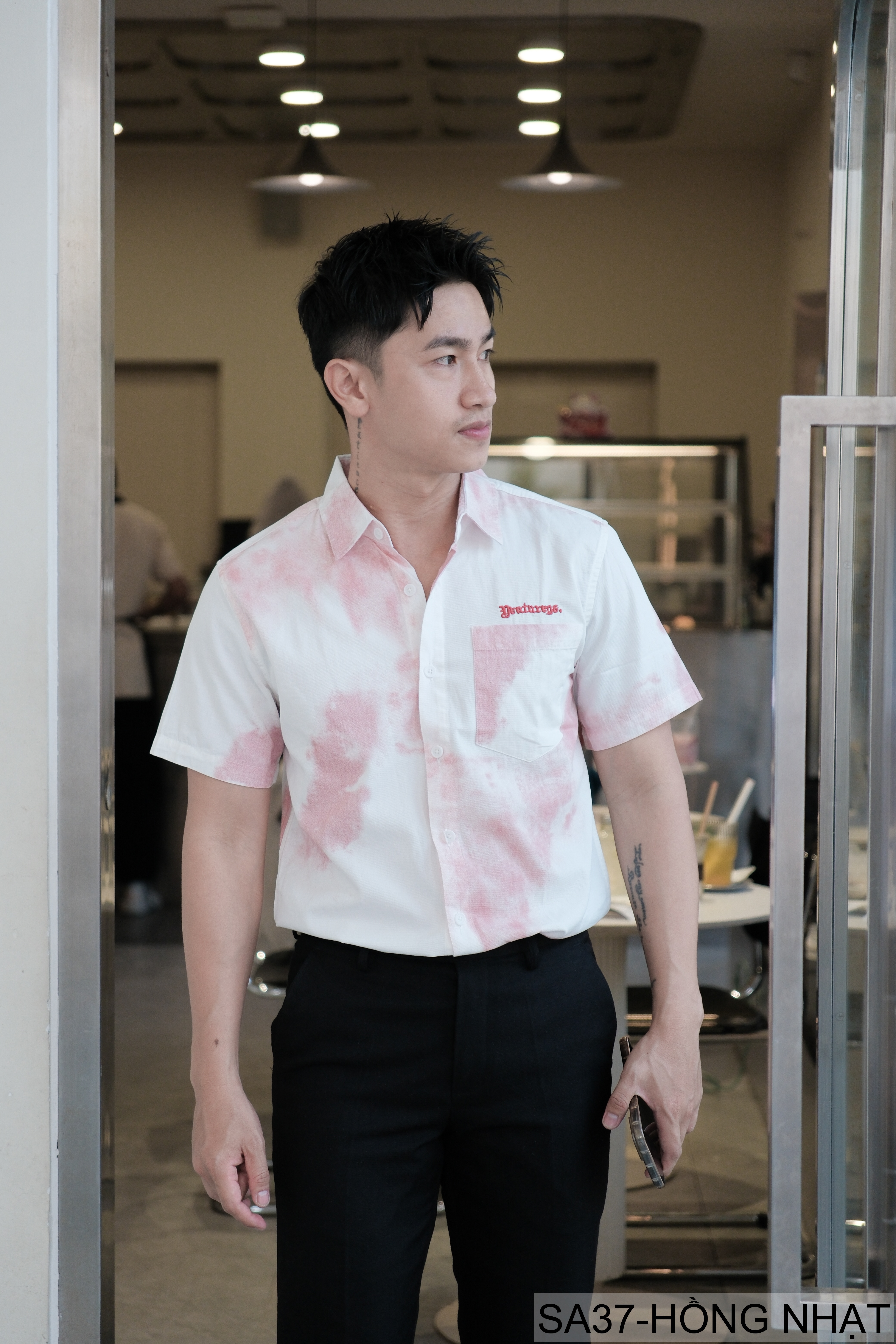 SA37 - Áo sơ mi nam tay ngắn cổ lật in hoa tie-dye phong cách Hàn Quốc mùa hè_thumbnail_1