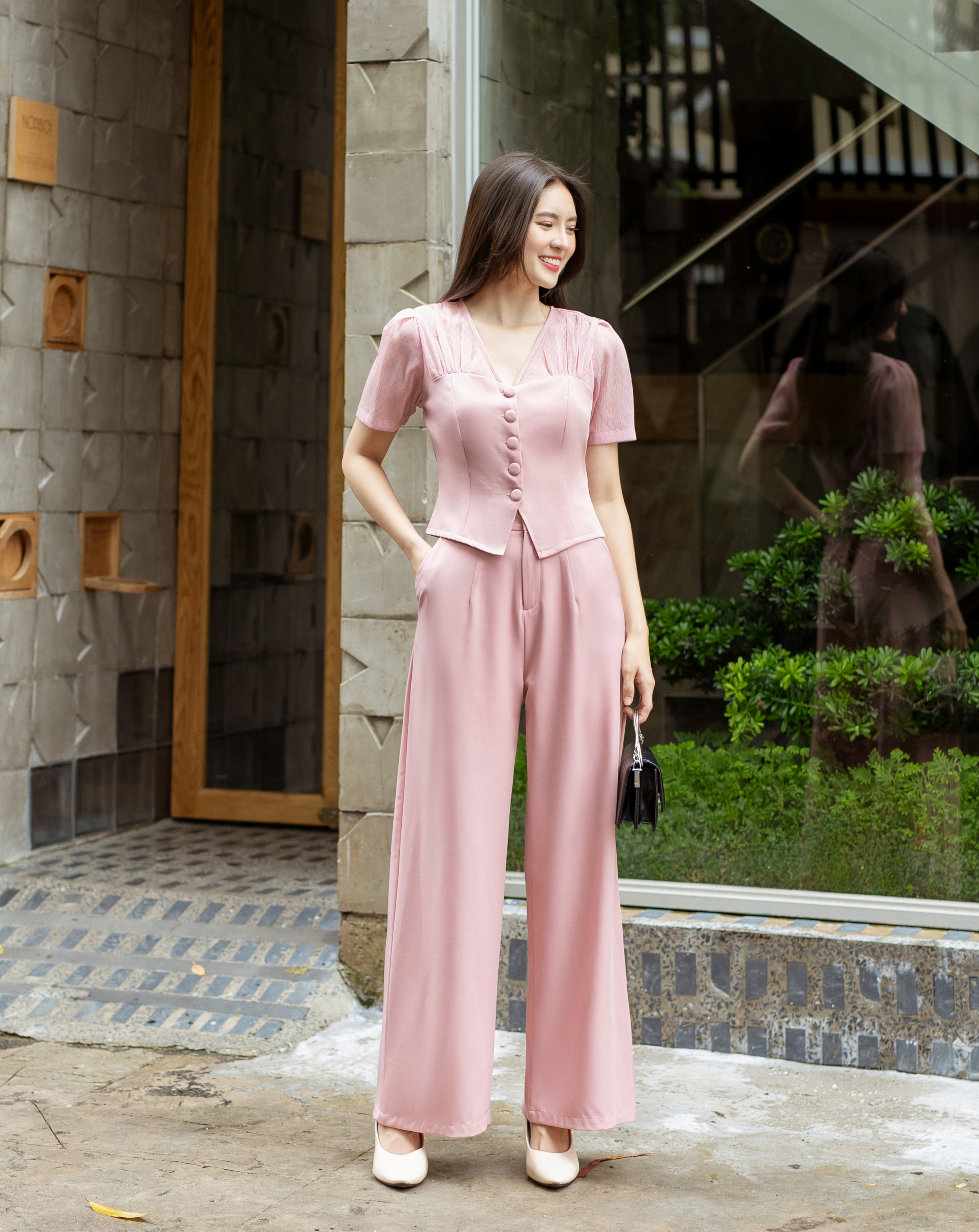 Set bộ áo kiểu cổ điển quần ống rộng_thumbnail_9