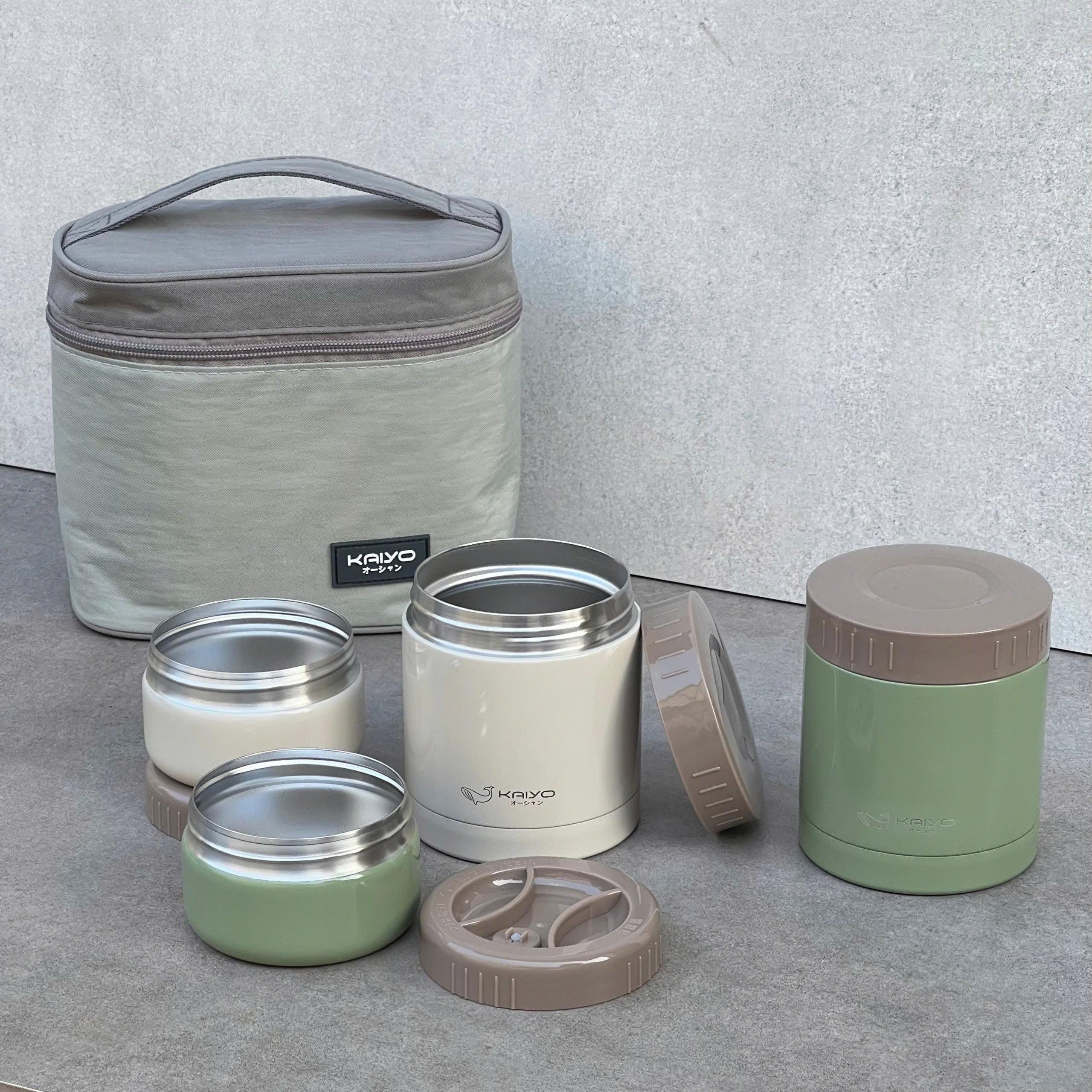 Bộ Hộp Cơm Giữ Nhiệt 5 món Kaiyo 1200ml (4 hộp+1 túi)