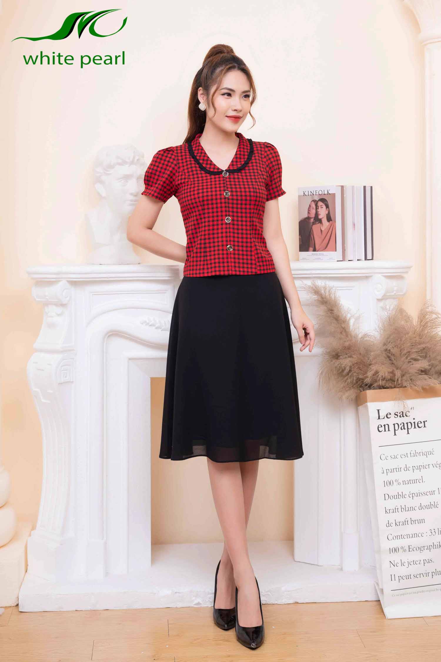 Chân váy dáng dài xòe chất vải voan mỏng 2 lớp thời trang công sở cao cấp White Pearl_thumbnail_1