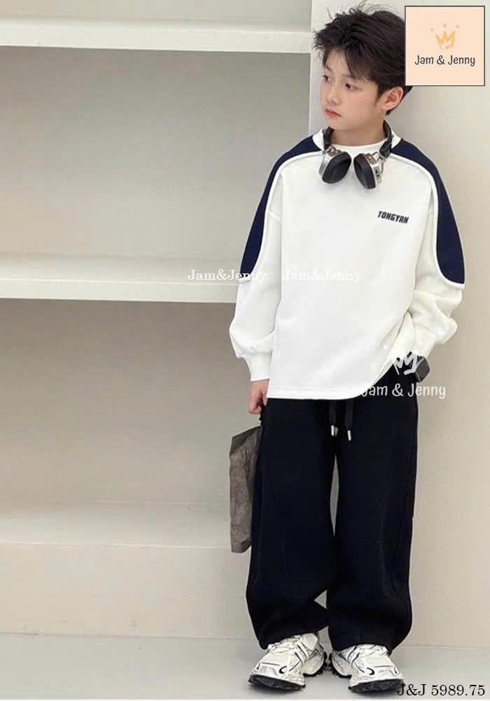 HE34 Set áo tay dài + quần dài bé trai