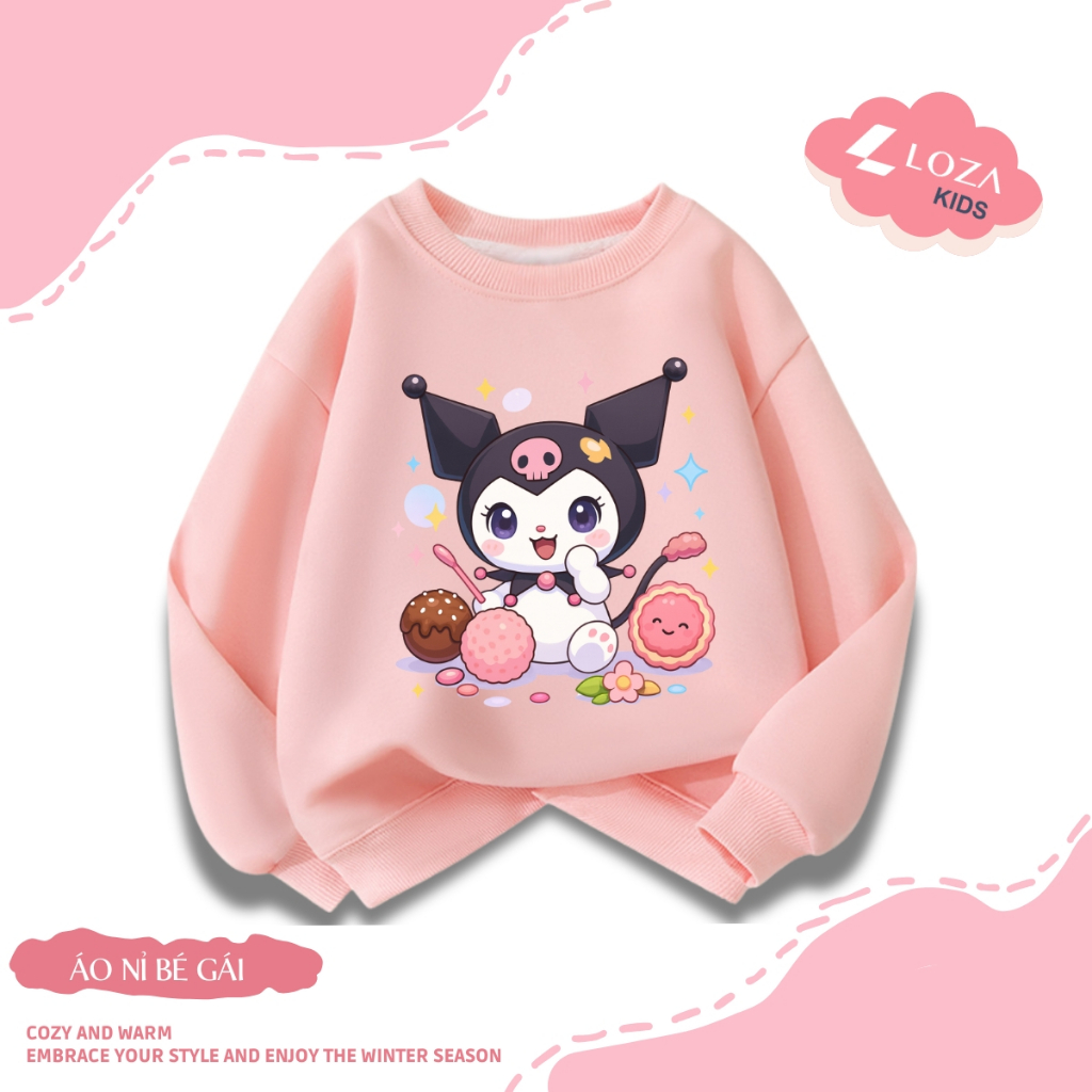 Áo nỉ sweater bé gái in hình Kuromi - Loza Kids IN3437_thumbnail_1
