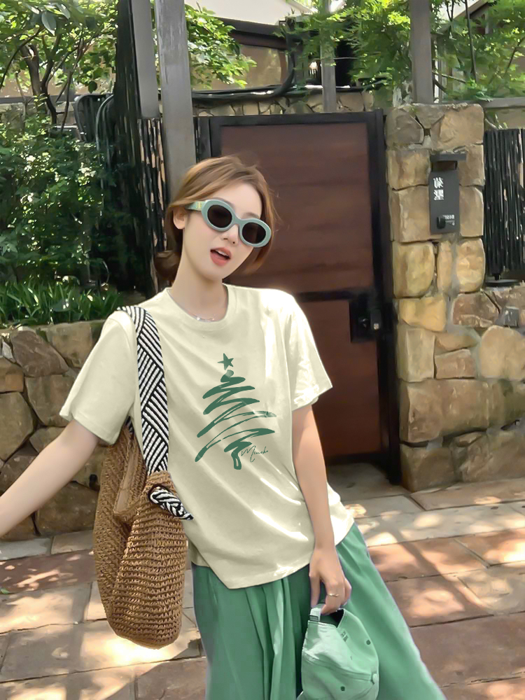 Áo thun nữ giáng sinh noel form vừa regular vải cotton 4c thoáng mát 1765 Miucho Chic Chic in artwork_thumbnail_2