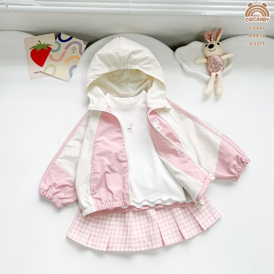 Áo khoác gió HỒNG phối BE_thumbnail_0