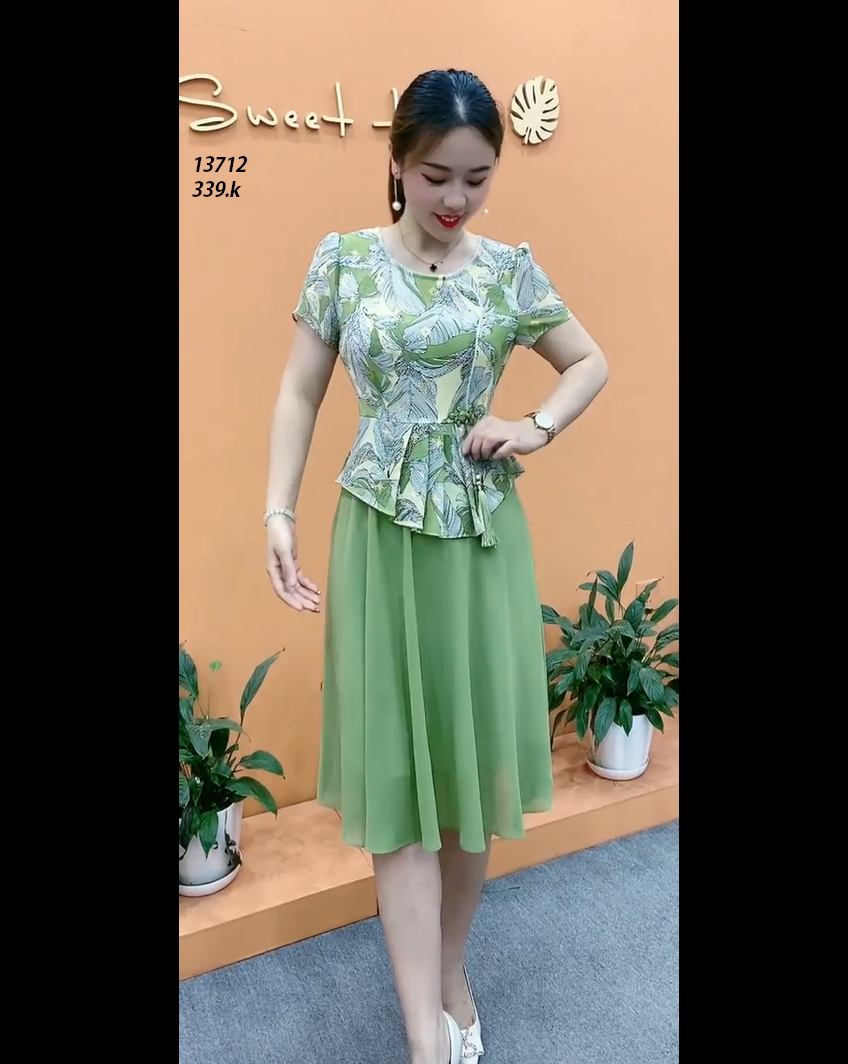 13712-Đầm  xòe peplum in hoa eo thắt nơ  ( tơ lụa)_thumbnail_0