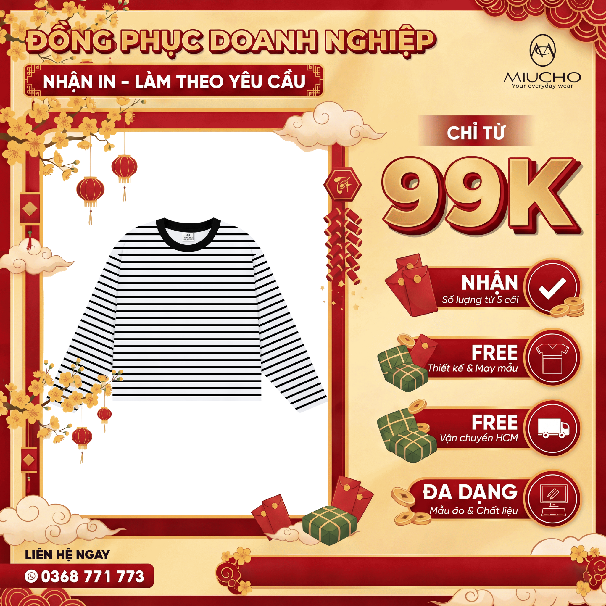 Áo tay dài form boxy Miucho cổ tròn vải thun rib thoáng mát AT00055