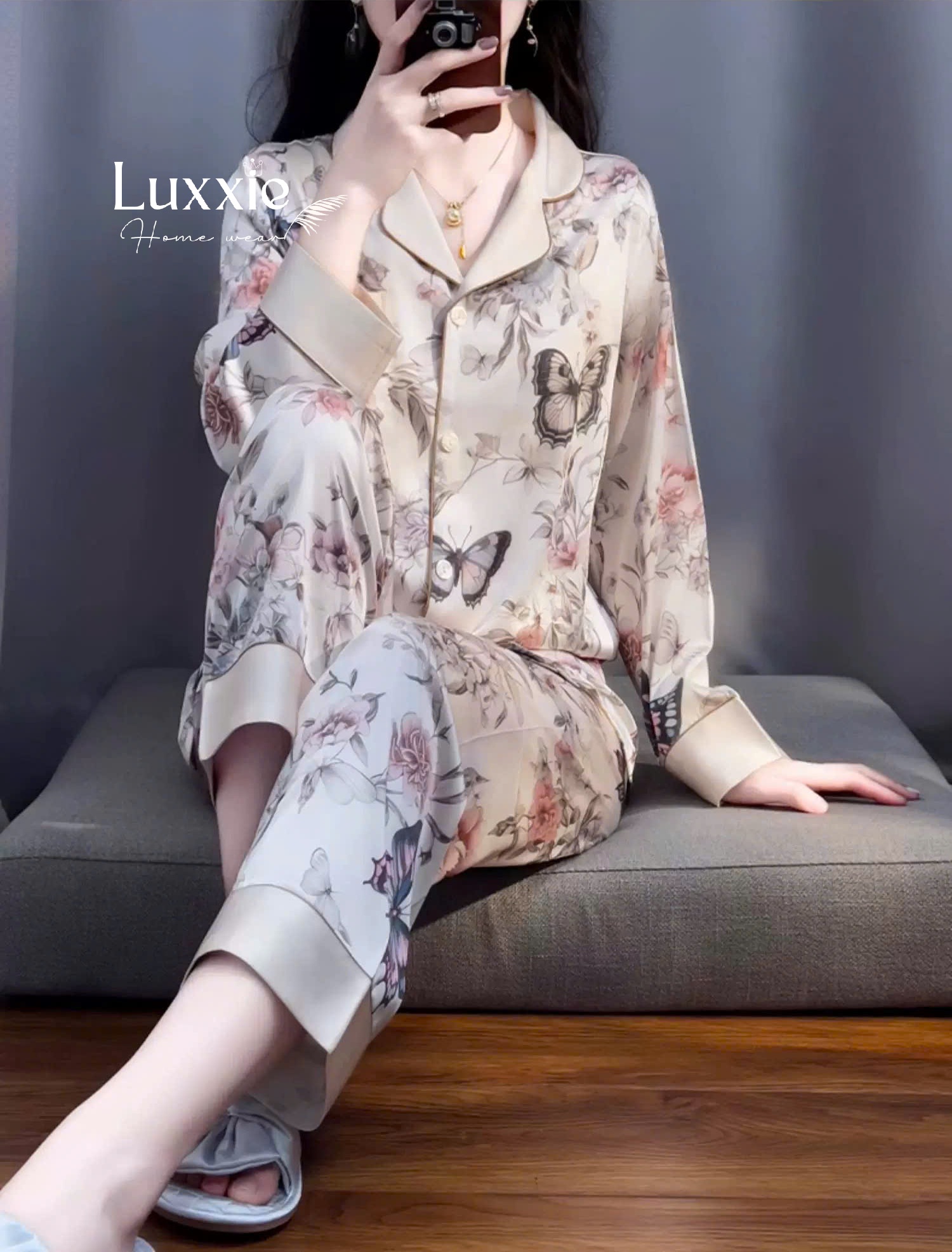 N105 Pijama lụa họa tiết hoa bướm_thumbnail_3