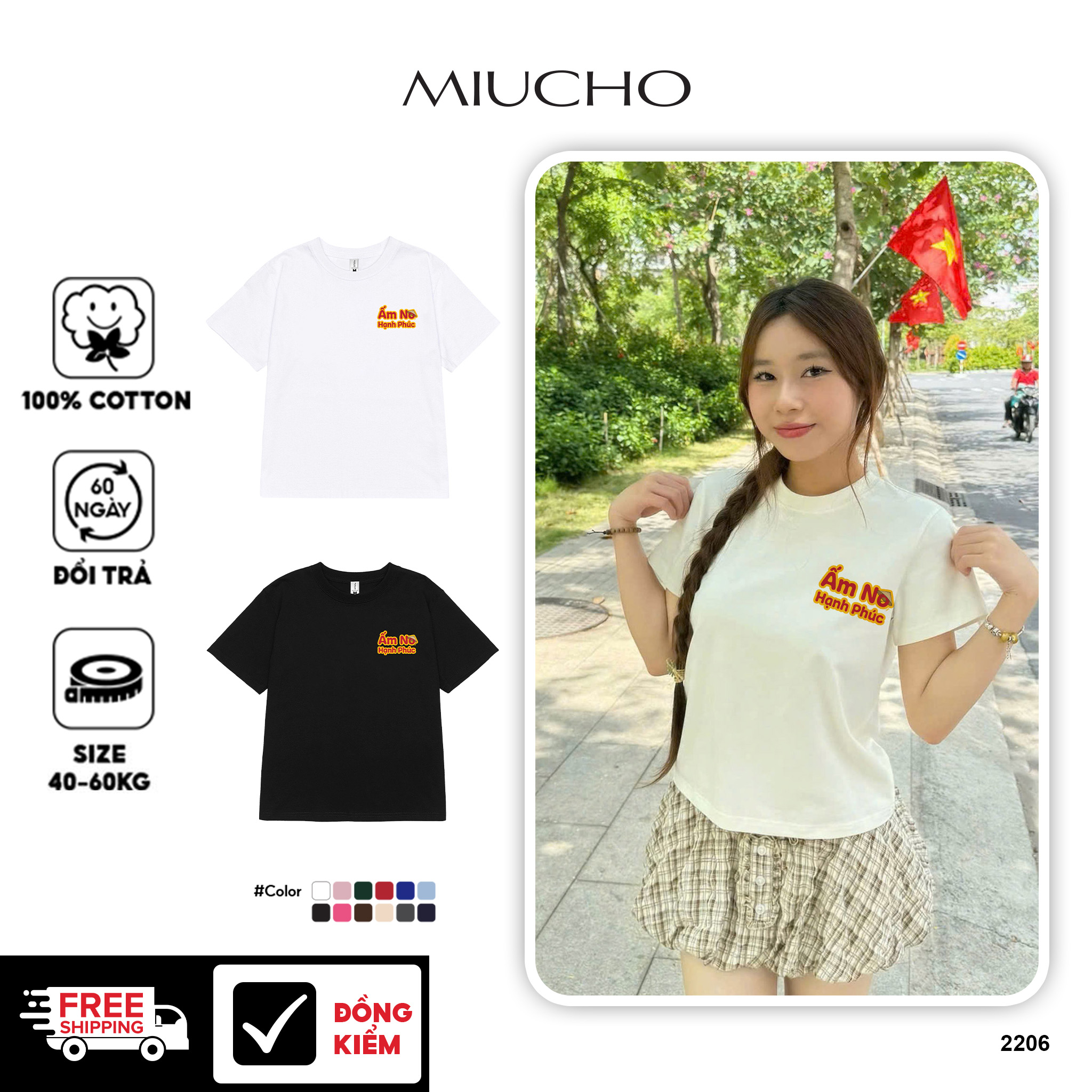 Áo baby tee ôm eo Việt Nam tôi yêu 2206 Miucho cổ tròn vải cotton 4c co giãn thoáng mát in typography_thumbnail_1