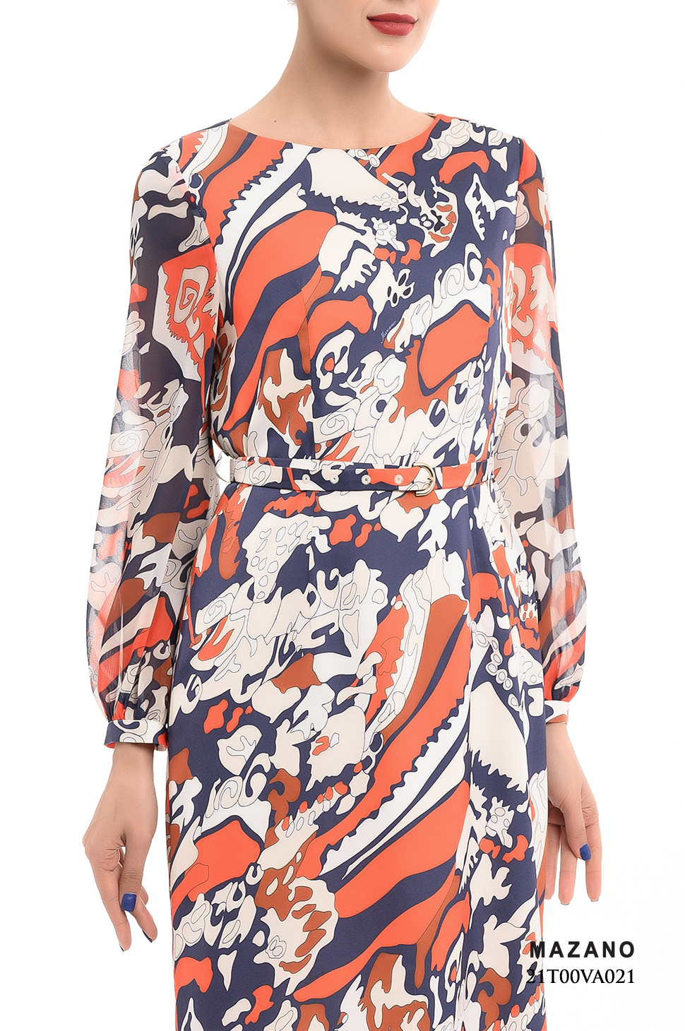 Đầm họa tiết tay dài thắt đai_thumbnail_4