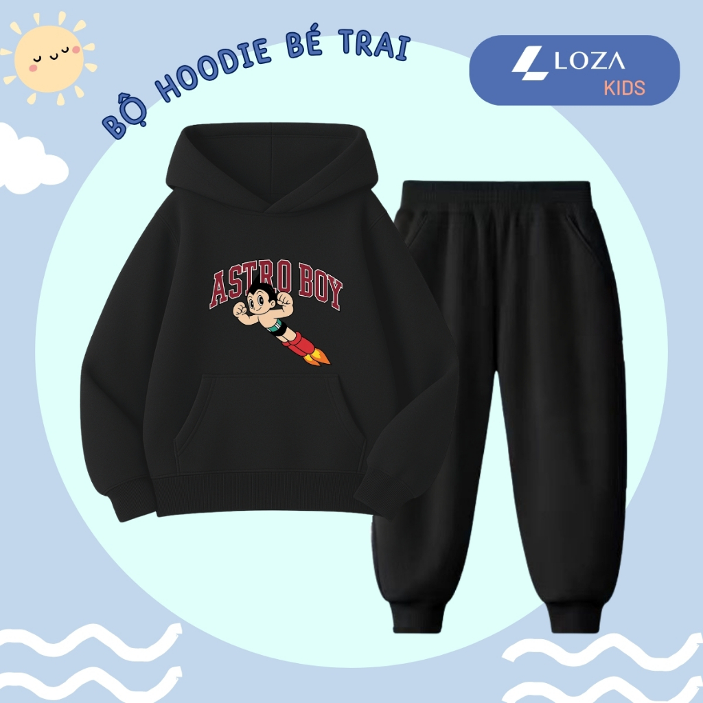 Set bộ nỉ Hoodie bé trai in ASTRO BOY - Loza Kids HB512 HB512