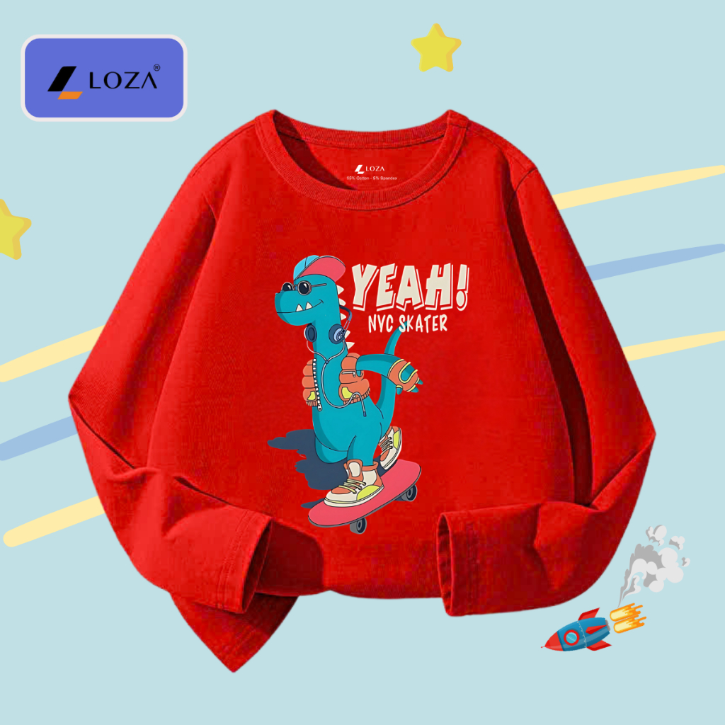 Áo thun dài tay bé trai in khủng long xanh - Loza Kids  KT3251_thumbnail_6