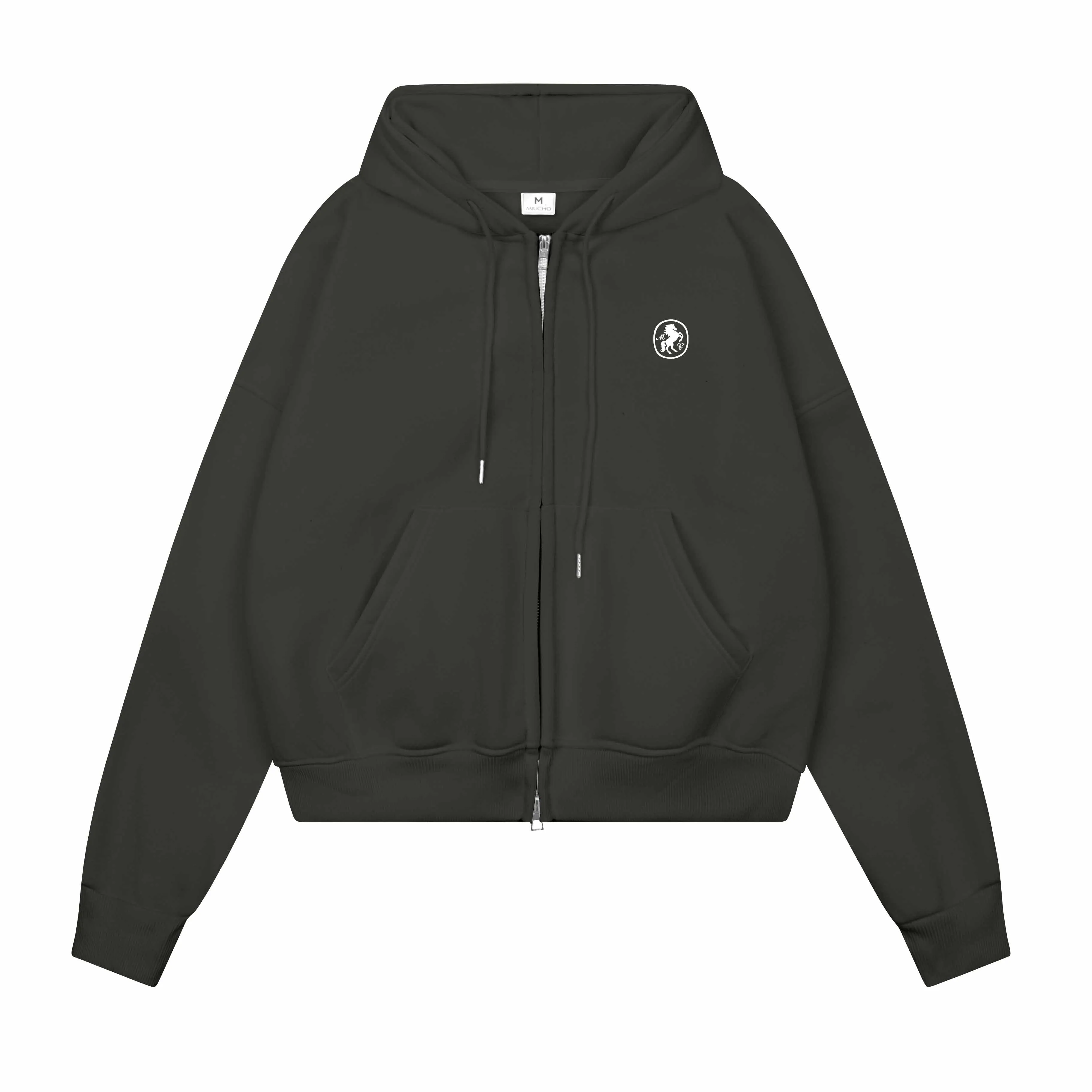 Áo hoodie zip form boxy basic dễ phối đồ 2581 Miucho vải nỉ bông cao cấp mềm mại thoáng mát_thumbnail_13