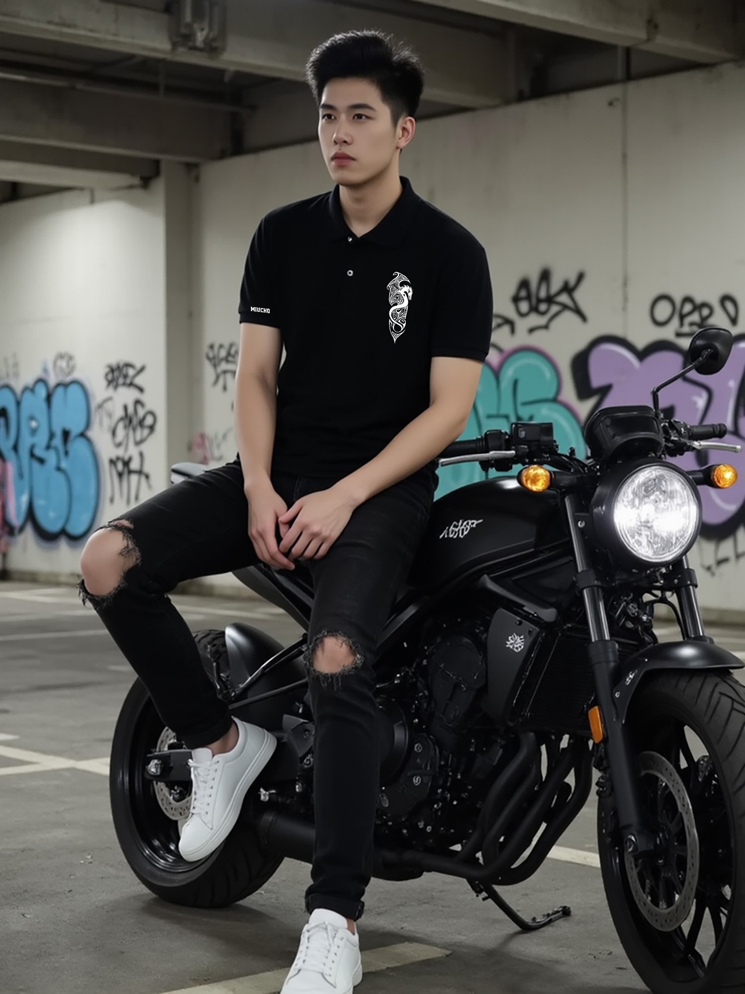 Áo polo nam big size form vừa 2062 Miucho Iconic vải cá sấu polyester thoáng mát in artwork_thumbnail_4