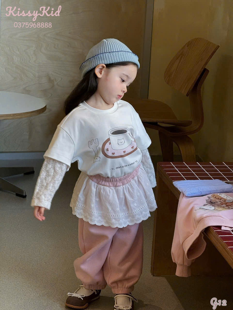 (G12) áo thun mix tay ren họa tiết cốc cà phê Kiai_thumbnail_0