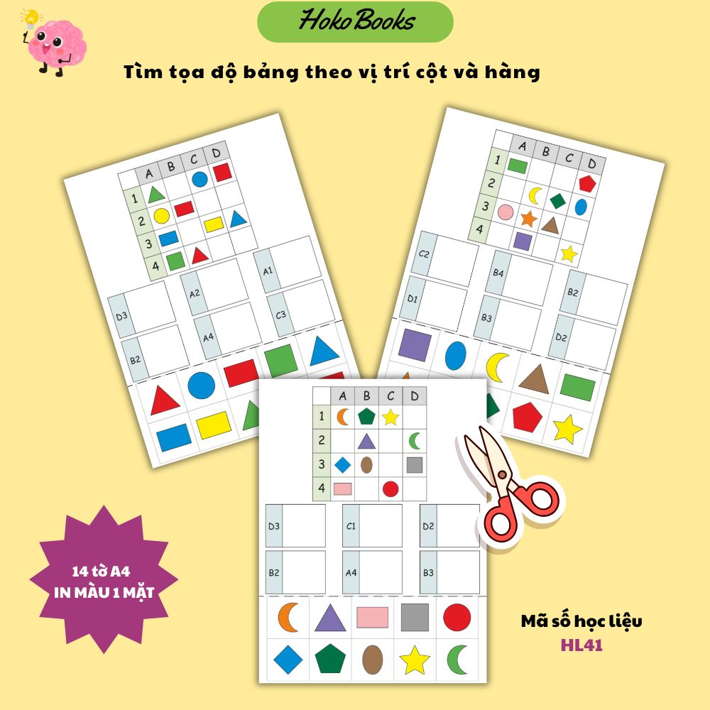HL41 Hokobook Học liệu xác định tọa độ bảng cắt dán hình thích hợp