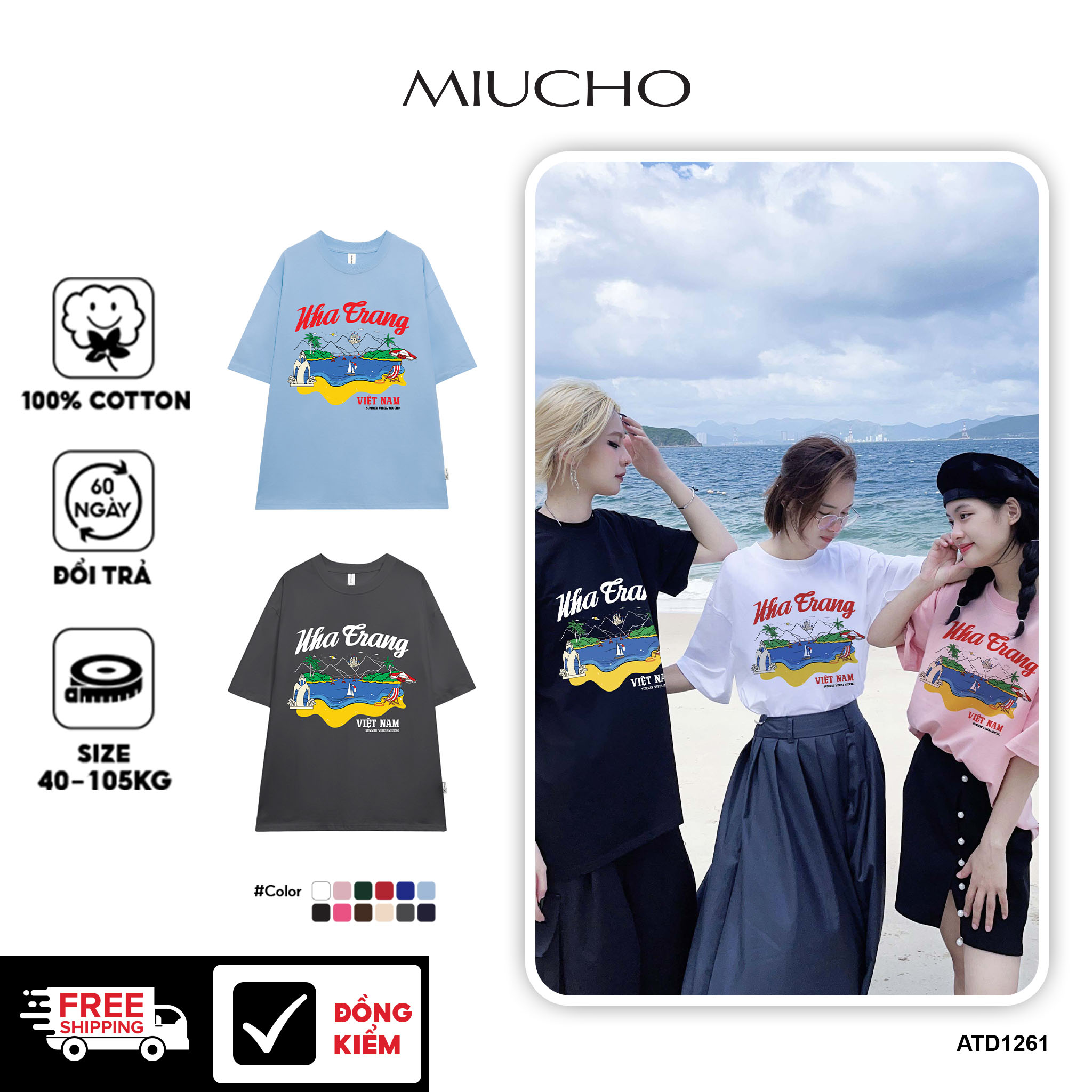 Áo thun du lịch Nha Trang ATD1261 Miucho vải cotton thoáng mát in mix_thumbnail_1