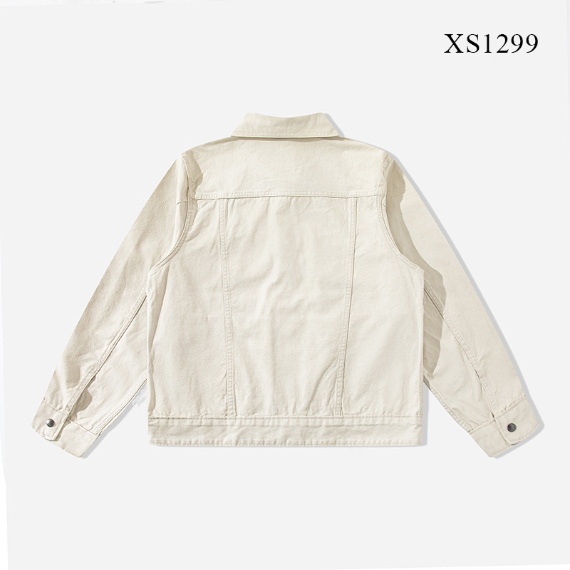 Áo giặt, phai màu và mã hóa Phong cách tiền cũ hợp thời trang 2025 Áo khoác bảo hộ lao động nam đa năng