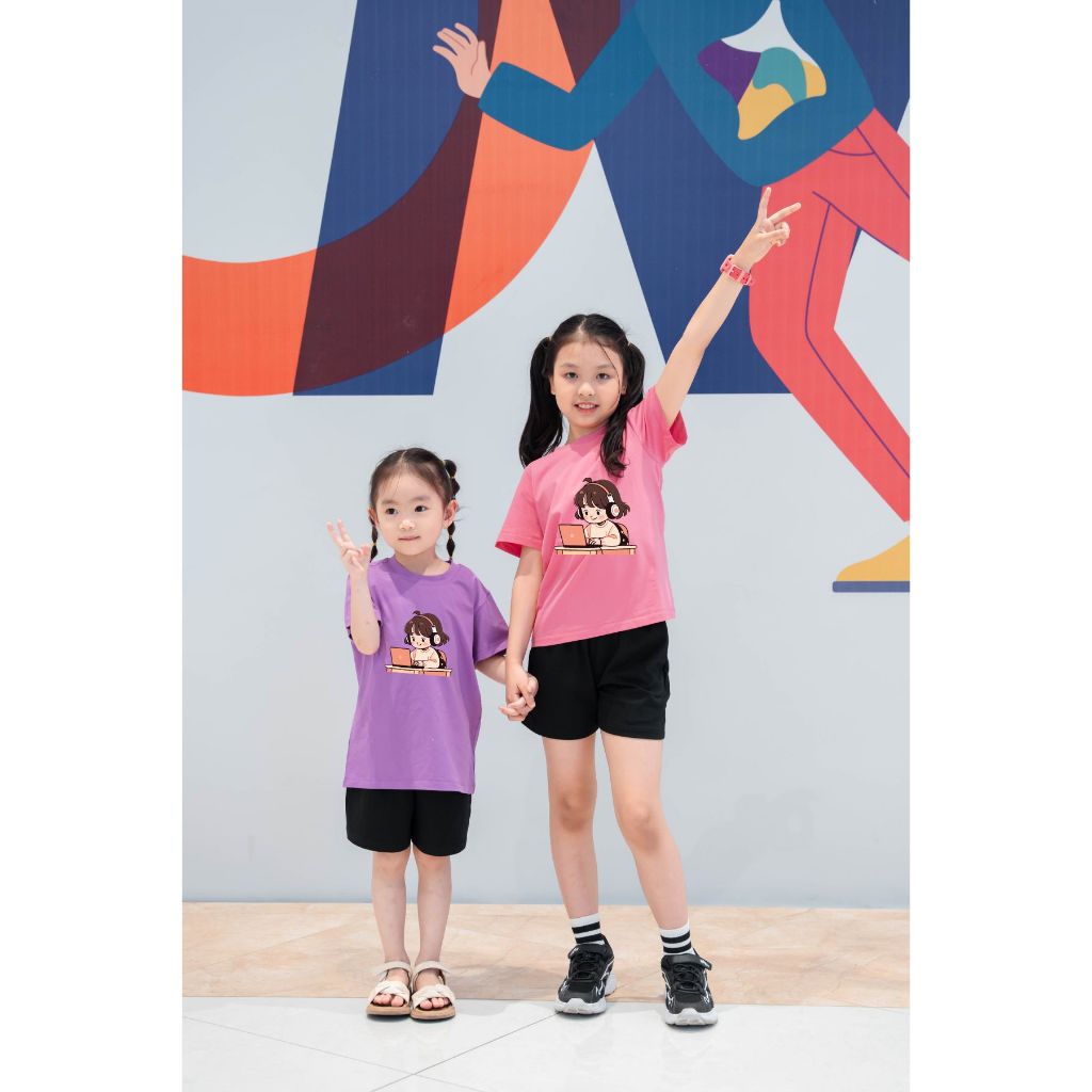 Bộ đồ bé gái in hình 'Em bé ngồi học' - Loza Kids SB18_thumbnail_13