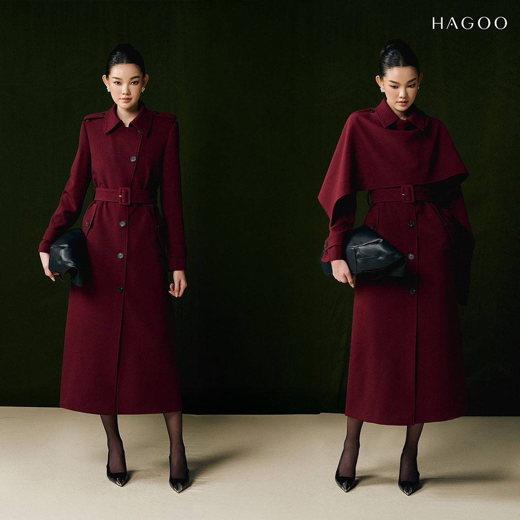 Fabrik berjumbai yang disangkutkan ringan di bahu menghasilkan kesan berlapis yang halus.