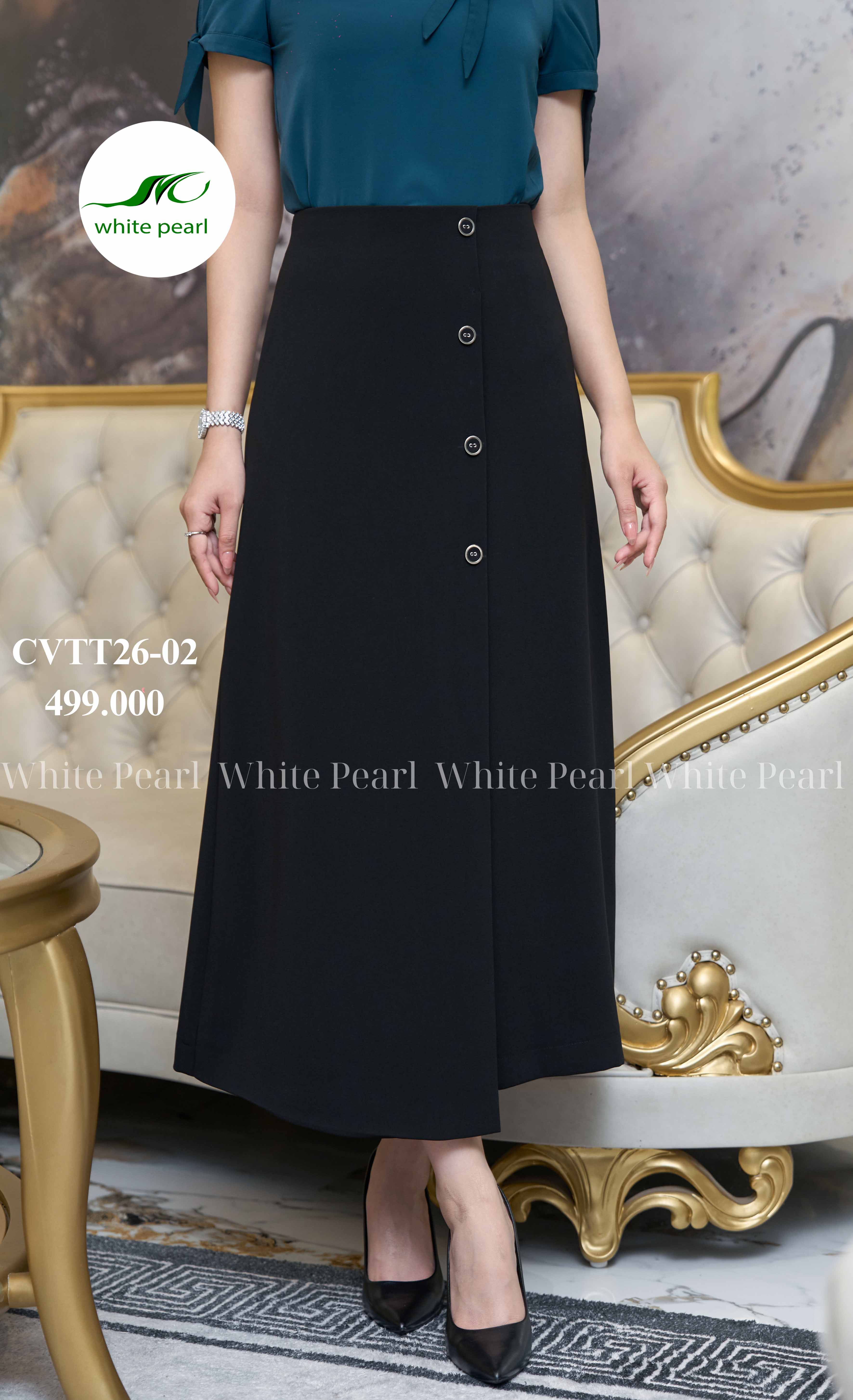 Chân váy thời trang xẻ trước thời trang công sở cao cấp nữ White Pearl_thumbnail_1