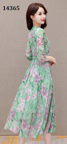 14365-Đầm voan  xanh in hoa cách điệu ( voan, lót)_thumbnail_2
