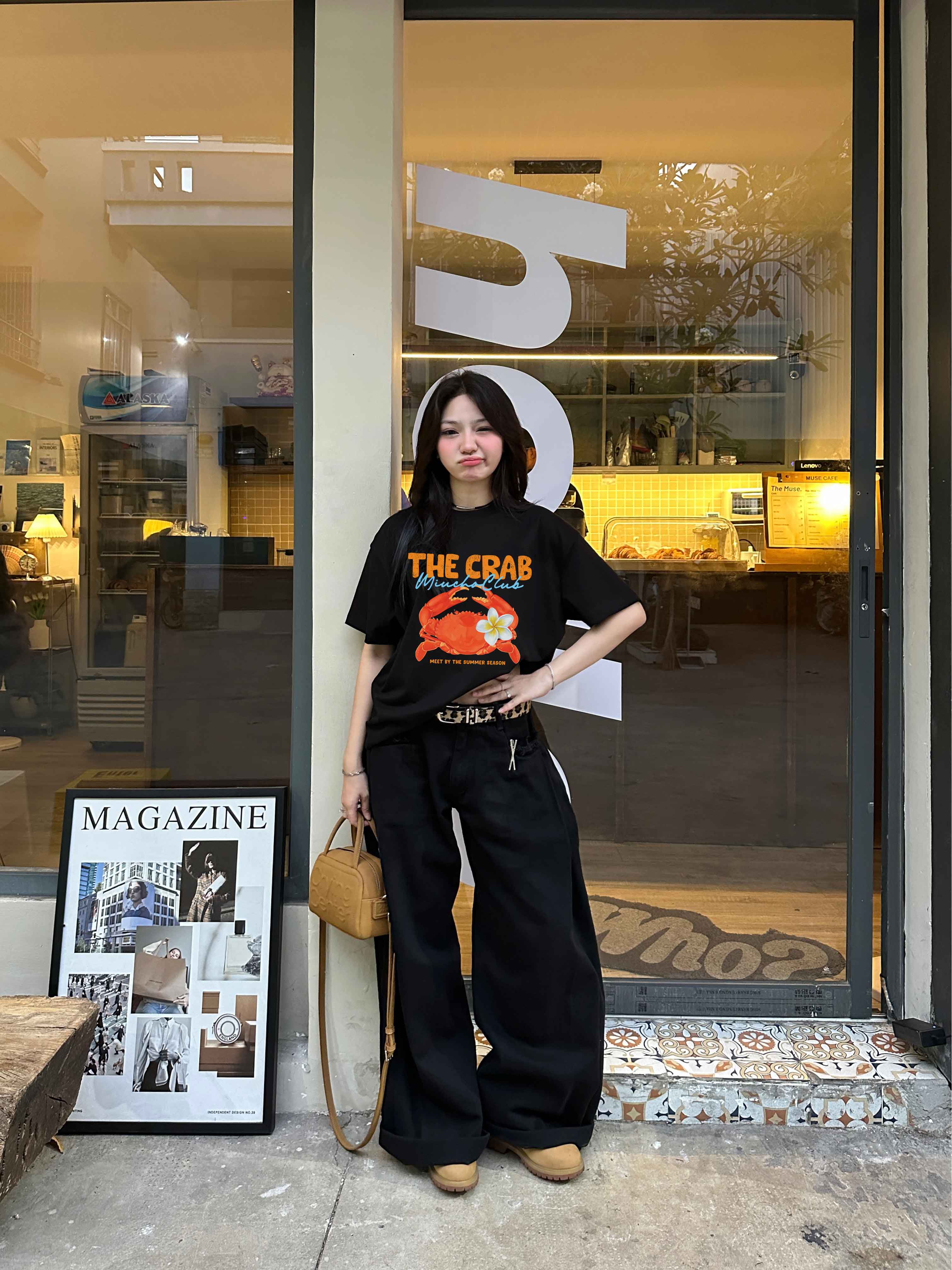 Áo thun boxy hè biển 2233 Miucho cổ tròn chất vải cotton 2c 250gsm đứng form dày dặn in mix_thumbnail_5