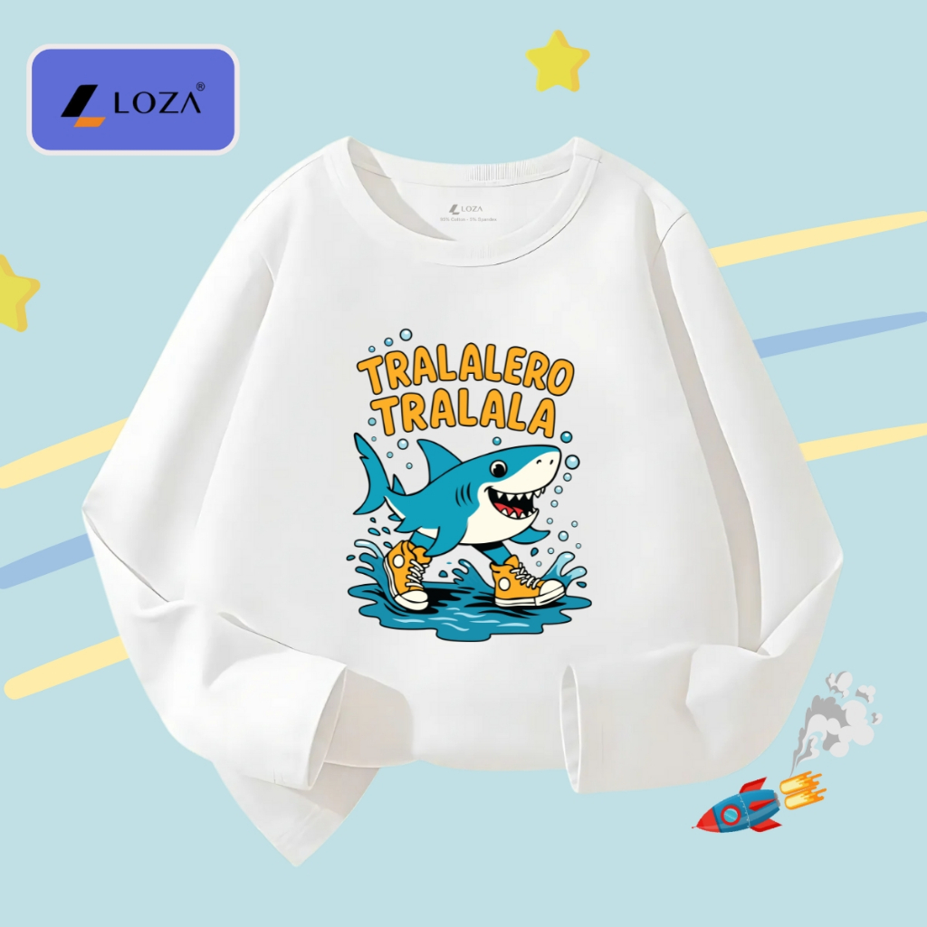 Áo thun dài tay bé trai in Brainrot Cappuccino,Tralalero Tralala - Áo thu đông trẻ em Loza Kids KT004_thumbnail_4