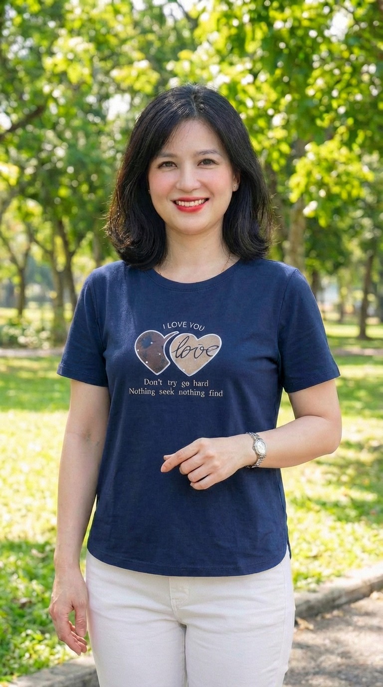 ATF173-Áo Thun Trái Tim Vạt Bầu