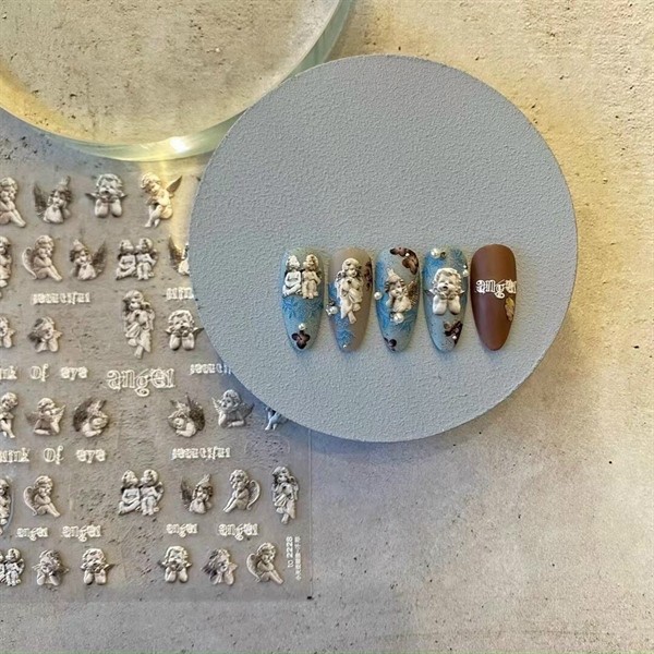 Sticker nail 5D - TO2228 - thiên thần, chữ