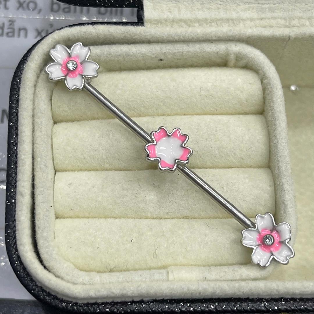 indus kiểu ba hoa anh đào trắng hồng.